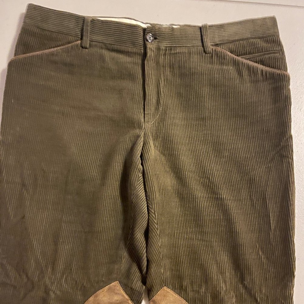 Ralph Lauren Purple Label courduroy pants with leather and suede details